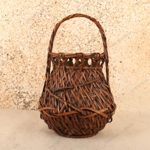 Vintage Japanese Bamboo Hanakago Flower Basket, Late Showa 1966-1989 | SKU: 26J-0305 - 1