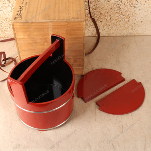 Vintage Japanese Shu-nuri Gin-wa Iri Te-oke (Lacquered Hand Bucket), Heisei 1990-2018 | SKU: 26J-0203 - 2