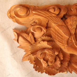 Vintage Japanese Wood Relief Ranma Panel with Phoenix and Peony Motif, Early Showa 1927-1945 | SKU: 26J-0283-2 - 2