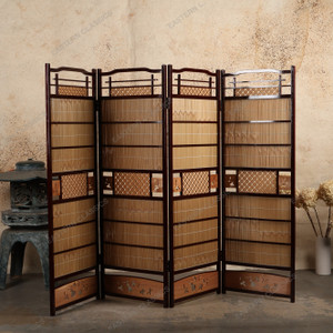 Vintage Japanese Four-Panel Bamboo Folding Screen, Heisei 1990-2018 | SKU: 26M-714 - 1