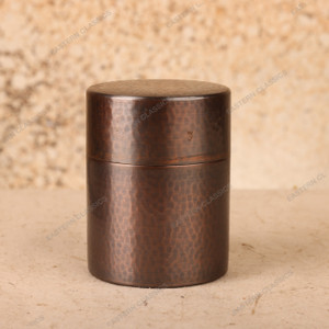 Vintage Japanese Hammered Copper Chazutsu Tea Caddy, Mid Showa 1946-1965 | SKU: 26J-0205-8 - 1