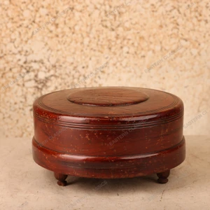 Vintage Japanese Maru-bako Round Lidded Wooden Box, Late Showa 1966-1989 | SKU: 26J-0254 -