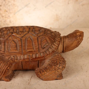 Vintage Japanese Carved Wood Turtle Figurine (Kame), Mid Showa 1946-1965 | SKU: 26J-0375 - 2