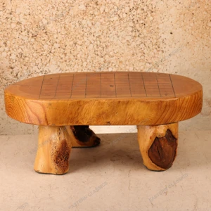 Vintage Japanese Goban (Go Board Table), Wood Slab with Burl-Root Legs, Late Showa 1966-1989 | SKU: 26J-0505 - 1