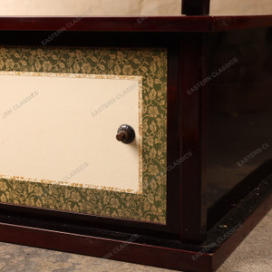 Vintage Japanese Glass Display Case with Brocade Sliding Door Cabinet, Mid Showa 1946-1965 | SKU: 26J-0292 - 2