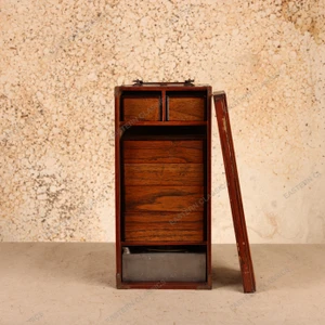 Vintage Japanese Portable Warming Chest with Lacquered Trays, Early Showa 1927-1945 | SKU: 26J-0462 - 1