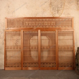 Vintage Japanese Kumiko Shoji Sliding Panels with Ranma Transom, Late Showa 1966-1989 | SKU: 26M-985-2 - 1