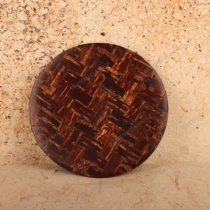 Vintage Japanese Kaba Zaiku Bark Mosaic Tray, Mid Showa 1946-1965 | SKU: 26J-0213-1 - 1