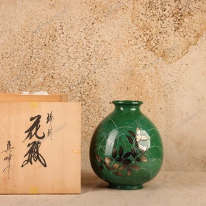 Vintage Japanese Bronze Kabin Flower Vase with Green Patina and Mixed-Metal Inlay, Heisei 1990-2018 | SKU: 26J-0690 - 1