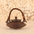 Vintage Japanese Ceramic Abura Tsubo (Oil Vessel) with Woven Handle, Mid Showa 1946-1965 | SKU: 26J-0340 - 4