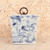 Vintage Japanese Blue-and-White Porcelain Vessel with Figural Garden Scenes and Iron Ring Handle, Mid-Showa circa 1950s - 8