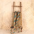 Vintage Japanese Shoiko Back-Carrying Frame with Teal-Striped Rope Straps and Horizontal Cord-Lashed Load Platform, Early Showa 1927-1945 - 2