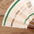 Japanese Ogi Sensu Folding Fan with green and silver lines (24A-719-9)