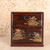 Antique Japanese Small Two Drawer Box With Floral Motifs — Wood, 1960s, Showa Era (SKU: 25S-557) - 6