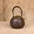 Antique Japanese Tetsubin Cast Iron Kettle with Fan and Calligraphy Relief, Taisho 1912-1926 | SKU: 26M-705-2 -