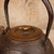 Antique Japanese Tetsubin Cast Iron Kettle with Fan and Calligraphy Relief, Taisho 1912-1926 | SKU: 26M-705-2 -