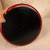 Vintage Japanese Red Lacquer Round Tray with Carved Botan Peony Motif, Late Showa (1966-1989) | SKU: 26M-852-3 - 4