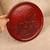 Vintage Japanese Red Lacquer Round Tray with Carved Botan Peony Motif, Late Showa (1966-1989) | SKU: 26M-852-3 - 2