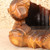 Vintage Japanese Carved Hardwood Bear Okimono with Hollowed Basin, Mid-Showa 1946-1965 | SKU: 26M-095-1 -2