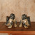 Vintage Japanese Shishi Guardian Figurines, Matched Facing Pair, Glazed Porcelain, Late Showa 1966-1989 | SKU: 26J-0409 - 9