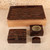 Vintage Japanese Kabazaiku Cherry Bark Lacquerware Set, Tray, Lidded Box, and Metal-Lined Container, Late Showa 1966-1989 | SKU: 26J-0223 - 1