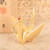 Vintage Japanese Gilded Clay Orizuru Crane Figurine, Late Showa 1966-1989 | SKU: 26J-0599-1 - 2