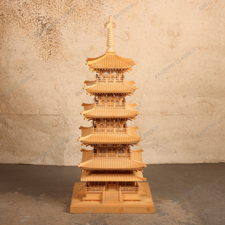 Vintage Japanese Hinoki Wood Goju-no-to Five-Story Pagoda Model, Heisei 1990-2018 | SKU: 26J-0836 - 1