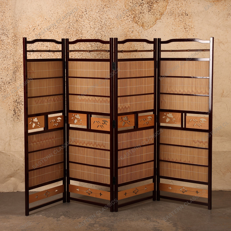 Vintage Japanese Four-Panel Folding Screen (Byobu), Late Showa 1966-1989 | SKU: 26J-0703 - 1