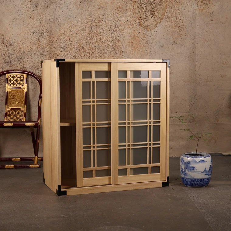 Japanese Style Sliding Glass Door Display Cabinet - 1