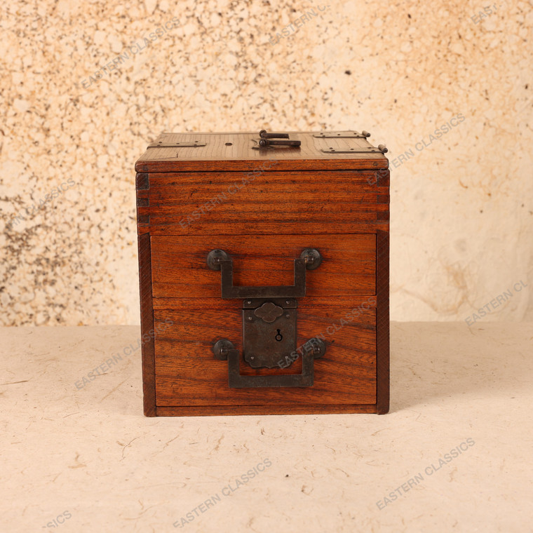 Antique Japanese Meiji Period Wood Ink Box with Drawers - 1