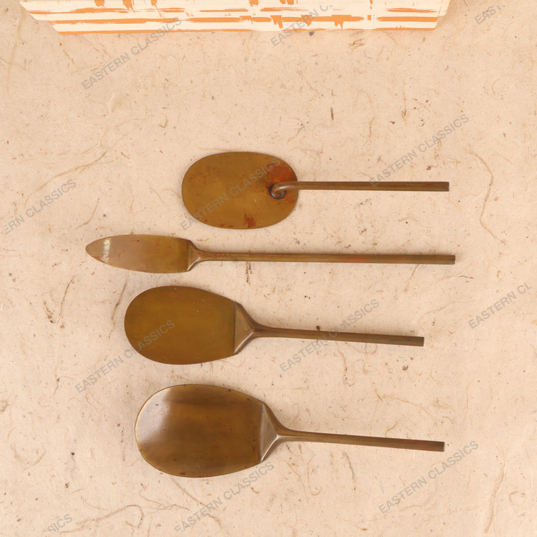 Vintage Japanese Brass Tea Ceremony Ash Utensils Set (Haidogu), Late Showa 1966-1989 | SKU: 26J-0335 - 1