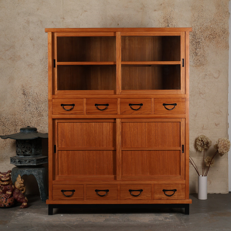Japanese Glass-Door Book Tansu — 8 Drawers, Modern Revival (SKU: BT3)