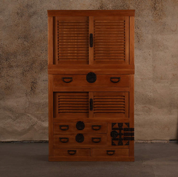 Authentic Antique Japanese Choba Tansu Merchant Chest 2 Section From Meiji Era  (22M-D6) - 1