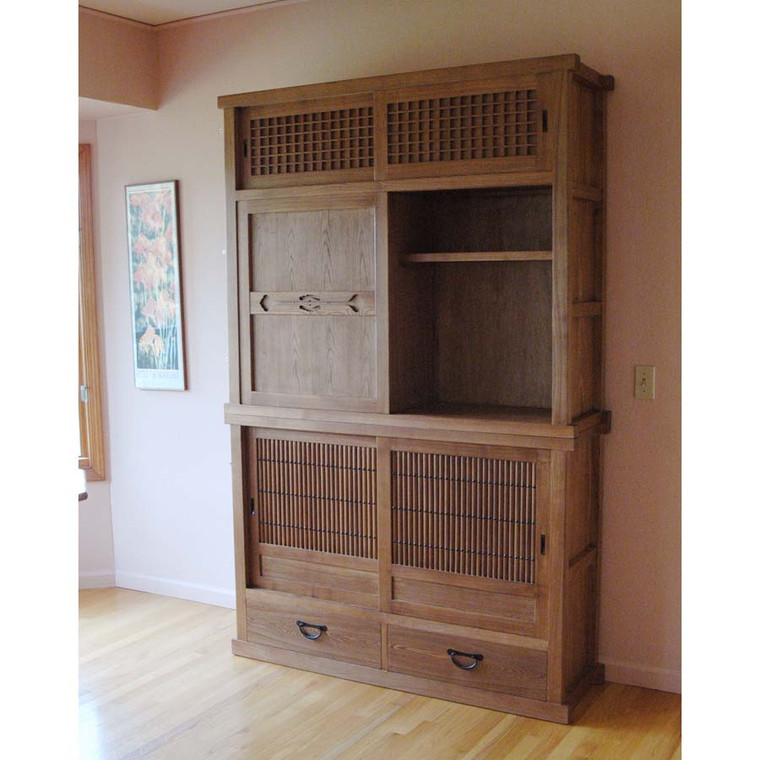 Japanese Style Mizuya Kitchen Chest Custom-Order Reference in Elm with Natural Finish - 1