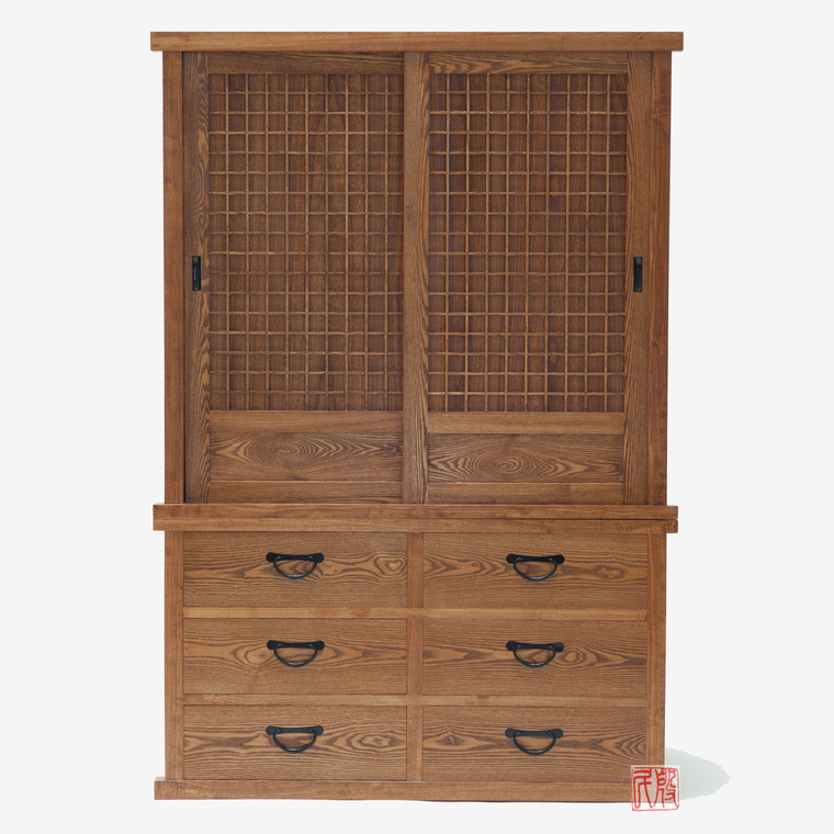Japanese Tansu Style Wardrobe Custom-Order Reference in Ash Wood - 1