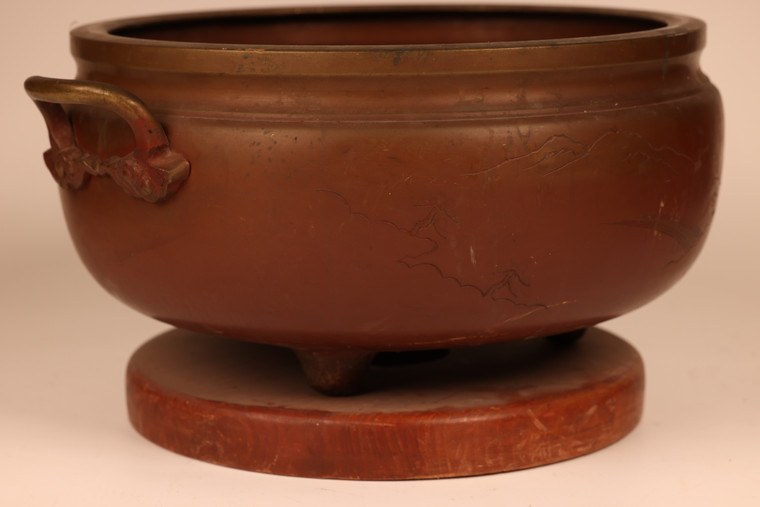 Sale ヴィンテージ ニチハン　アンティークPT ３DR 　キャビ　昭和レトロ Antique Japanese Bronze Hibachi (23M-174)