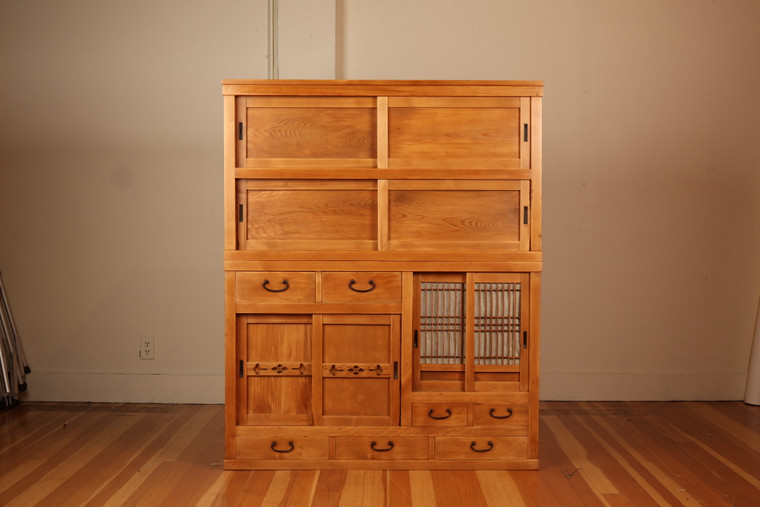 Vintage Japanese Nagoya  Mizuya Tansu Kitchen Chest 2 Section (23O-E210)