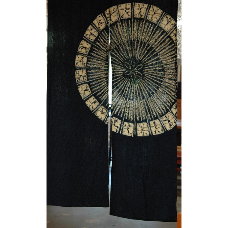 Japanese Style Noren Curtain — Indigo Cotton with Umbrella Motif (SKU: AA82) - 1