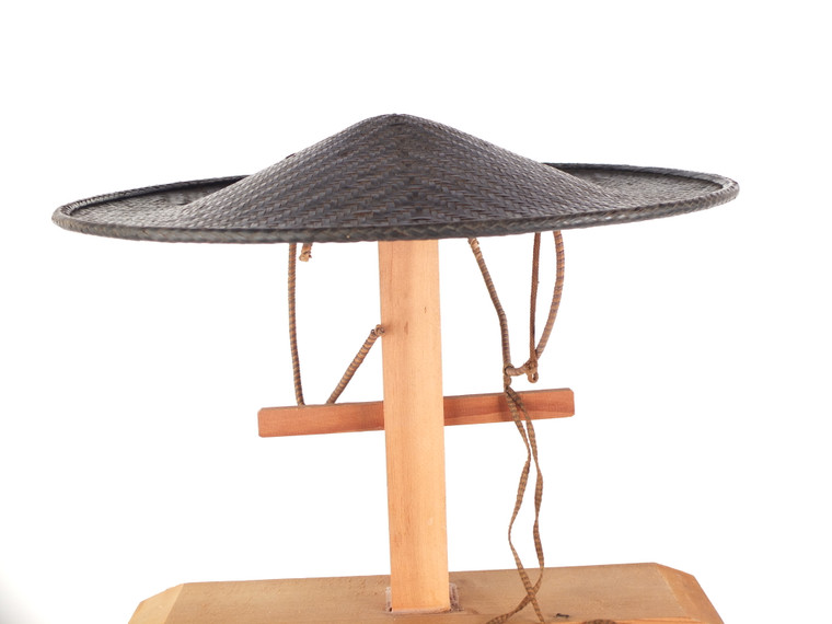 Antique Japanese Samurai Bamboo Hat Jingasa (23O-432)