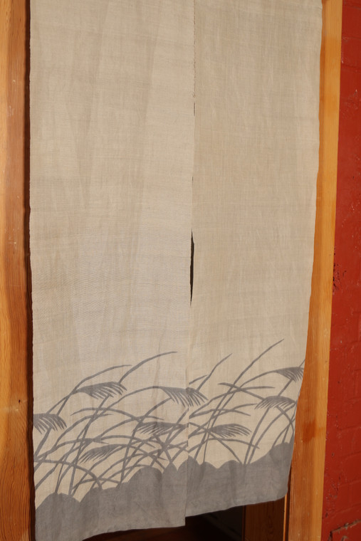 Japanese style linen noren curtain, door way curtain. Susuki Silver Grass on Purple Gray (WE11-29) 35"W x 59"L - 1