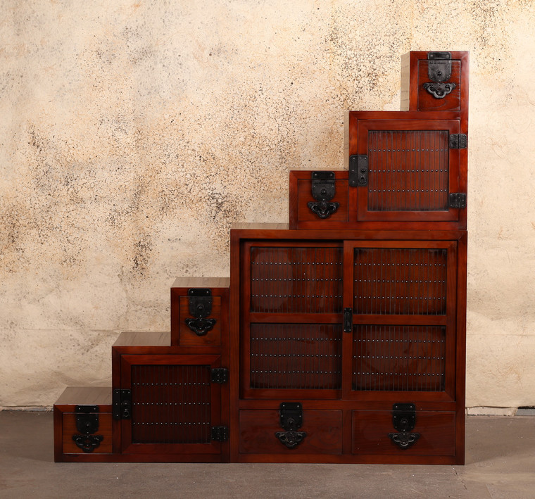 Japanese Double Sided Step Chest Kaidan Tansu 3 Section (24A-J2)