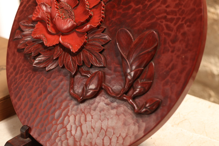 Vintage Japanese Red Lacquer Tray Tai Snapper (23O-247)