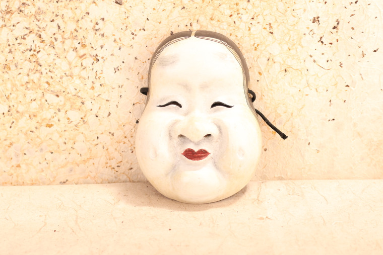 Japanese Wooden Otafuku / Okame Mask (24J-342-10)
