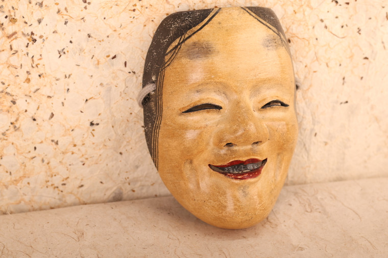 Japanese Wooden Noh Mask Ko Omote (24J-342-20)