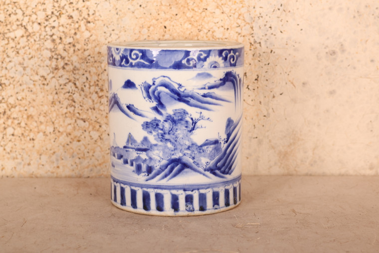 Vintage Japanese Hibachi Blue and White (24J-450-4)