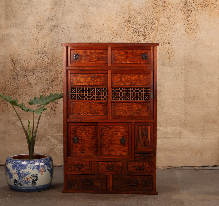 Antique Japanese Mizuya Tansu Kitchen Chest 2 Section (24J-C315)