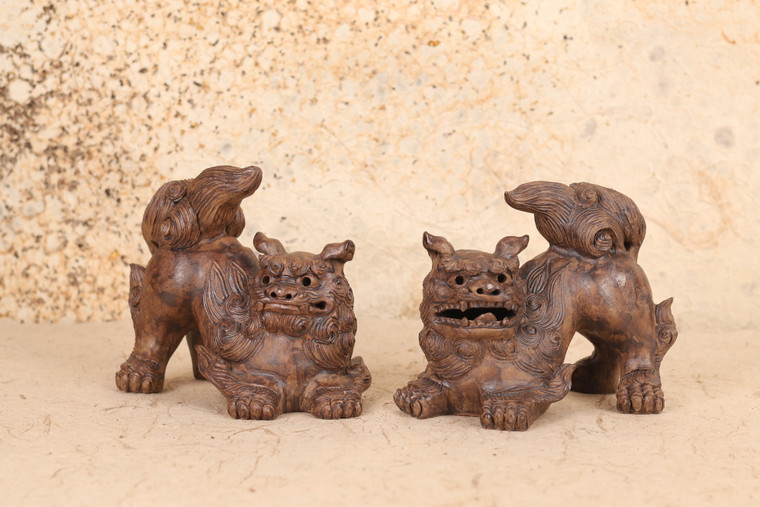 Vintage Okinawa Porcelain Shisa Statues, PAIR (24N-98)