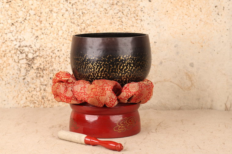 Vintage Japanese Temple Gong/Singing Bowl with Cushion and Striker (24N-106)