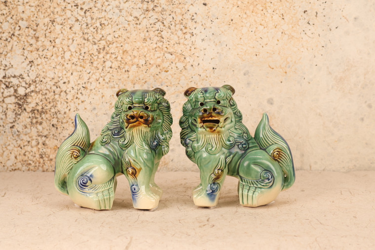 BIG Japanese Shishi Lion Kutani Okimono Display Statue (24J-333-1)