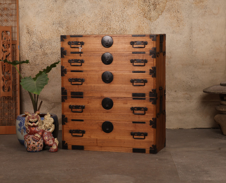 Japanese Niigata Isho Kimono Tansu 2 Section (24N-B3)